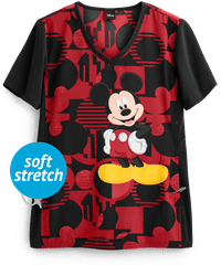 Cherokee Tooniforms Disney A Mickey Future Women's 1-Pocket V-Neck Print Scrub Top