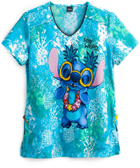Cherokee Tooniforms Disney Stay Weird Women's 2-Pocket V-Neck Print Scrub Top