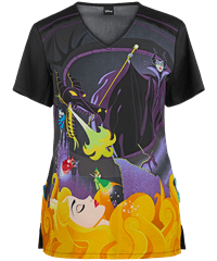 Cherokee Tooniforms Disney Aurora Women's 2-Pocket V-Neck Print Scrub Top