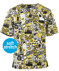 Cherokee Tooniforms Illuminations Iconic Mayhem Unisex 3-Pocket V-Neck Print Scrub Top