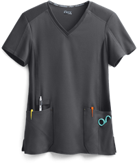 Cherokee iflex Women's 4-Pocket STRETCH Rib Knit Side Panels V-Neck Scrub Top
