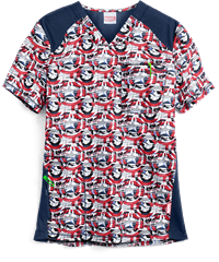 Cherokee Tooniforms Marvel Defender Men's 3-Pocket V-Neck Print Scrub Top