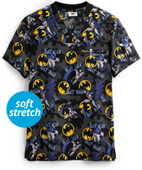 Cherokee Tooniforms DC Comics Batman Men's 2-Pocket V-Neck Print Scrub Top