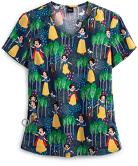 Cherokee Tooniforms Disney Woodland Stroll Women's 2-Pocket V-Neck Print Scrub Top