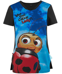 Cherokee Tooniforms Disney Pixar My Name is Francis Women's 1-Pocket V-Neck Print Scrub Top