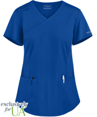 UA Exclusive Cherokee Workwear Professionals Active Women's 2-Pocket STRETCH Mock Wrap Scrub Top