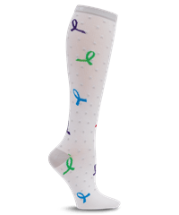 Cherokee Print Dots and Awareness Women's 8-12 mmHg Support Compression Socks