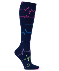 Cherokee Wide EKG ZigZag Women's 8-12 mmHg Print Support Compression Socks
