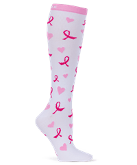 Cherokee Heartfelt Ribbons Women's 8-12 mmHg Print Support Compression Socks