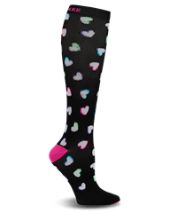 Cherokee Neon Hearts Women's 8-12 mmHg Print Support Compression Socks
