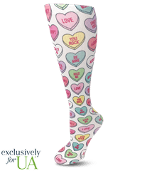 UA Exclusive Cutieful Sweet Hearts Women's 10-18 mmHg Wide Calf Knit Compression Socks