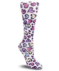 Cutieful Leopard Hearts Women's 10-18 mmHg Wide Calf Knit Compression Socks 