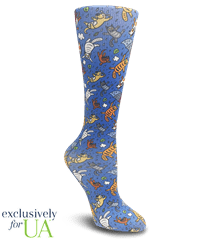 UA Exclusive Cutieful Playful Puddles Women's 10-18 mmHg Wide Calf Knit Compression Socks