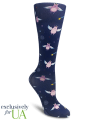 UA Exclusive Cutieful Uni-Pigs in Space Women's 10-18 mmHg Wide Calf Knit Compression Socks 