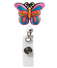 Cutieful Butterfly Rectractable 3-D Rubber ID Badge Holder