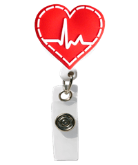 Cutieful EKG Heart Retractable 3-D Rubber ID Badge Holder