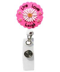 Cutieful Live, Love, Laugh Retractable 3-D Rubber Badge Holder
