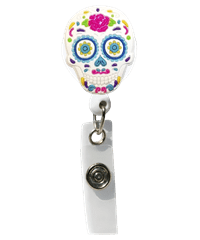 Cutieful Sugar Skulls Retractable 3-D Rubber Badge Reel