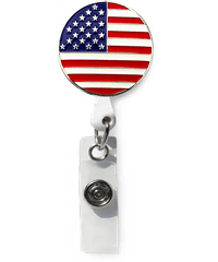 Cutieful USA Flag Retractable Enamel ID Badge Holder