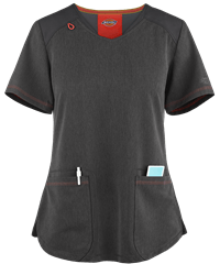 Dickies Dynamix Limited Edition Women's 2-Pocket Heathered Contrast V-Neck Scrub Top