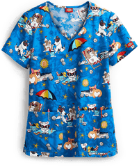 Dickies EDS Sun's Out Fun's Out Women's 2-Pocket V-Neck Print Scrub Top