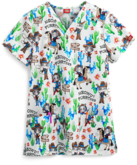 Dickies EDS Meowdy Purrtner Women's 2-Pocket V-Neck Print Scrub Top