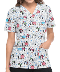 Dickies EDS Sweater Weather V-Neck Print Scrub Top