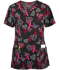 Dickies EDS Speck-tacular Love Women's 2-Pocket V-Neck Print Scrub Top