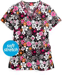 Dickies EDS Boho Botanicals Women's 2-Pocket V-Neck Print Scrub Top