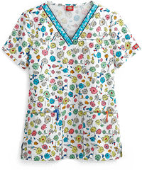 Dickies EDS Delightful Daisy Women's 2-Pocket V-Neck Print Scrub Top