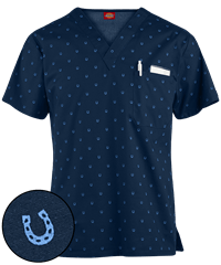 Dickies EDS Lucky U Men's 1-Pocket V-Neck Print Scrub Top