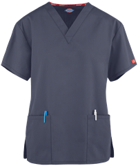 Style # D86706: PEWTEDickies EDS Signature Women's 3-Pocket Classic Fit V-Neck STRETCH Scrub Top