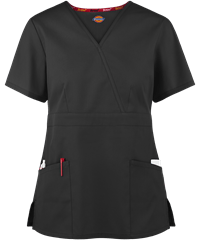 Style # D86806: BLACKDickies EDS Signature Women's 3-Pocket Classic Fit Mock Wrap STRETCH Scrub Top