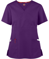 Dickies EDS Signature Women's 3-Pocket Classic Fit Mock Wrap STRETCH Scrub Top
