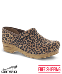 Dansko Professional Leopard Suede Women's Leather Nursing Clogs