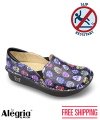 Alegria Sugar Skulls Professional Debra Women's Slip On Nursing Shoes