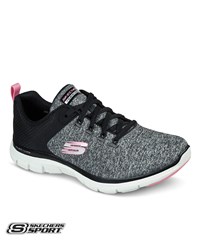 Skechers Flex Appeal 4.0 Black/Pink Women's Lace Up Athletic Nursing Shoes