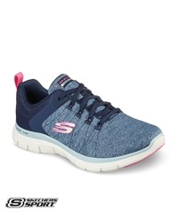 Skechers Flex Appeal 4.0 Navy/Pink Women's Lace Up Athletic Nursing Shoes