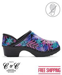 *UA Exclusive* C&C Sweden Black Floral Luau Women's Full Back Nursing Clogs