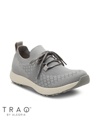 TRAQ by Alegria FROLIQ Lace Up Grey Women's Athletic Nursing Shoe
