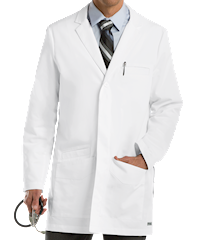 Grey's Anatomy Men's 6-Pocket Notched Neckline Scrub Lab Coat