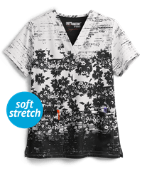 Grey's Anatomy Signature Petal Party Women's 3-Pocket V-Neck Print Scrub Top