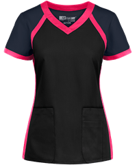 Grey's Anatomy Scrubs Active Women's 3-Pocket Modern Fit Color Block Scrub Top 