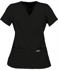 Style # GA4153: BLACKGrey's Anatomy Women's 3-Pocket Modern Fit Mock Wrap Scrub Top