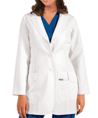 Style # GA7446: WHITEGrey's Anatomy Women's 2-Pocket Fitted Front Scrub Lab Coat
