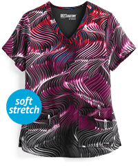 Grey's Anatomy Autumn Radiance Casey Women's 4-Pocket V-Neck Print Scrub Top