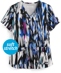 Grey's Anatomy Silver Cascades Casey Women's 4-Pocket V-Neck Print Scrub Top