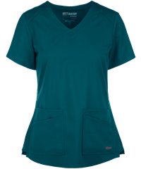 Style # GRS011: BAHAMGrey's Anatomy Spandex STRETCH Emma Women's 4-Pocket V-Neck Scrub Top