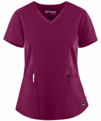 Grey's Anatomy Spandex STRETCH Women's 4-Pocket Cloud Mesh Pattern Panel V-Neck Scrub Top