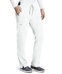 Style # GRS500: WHITEGrey's Anatomy Spandex STRETCH Kim Women's 3-Pocket Cargo Scrub Pants